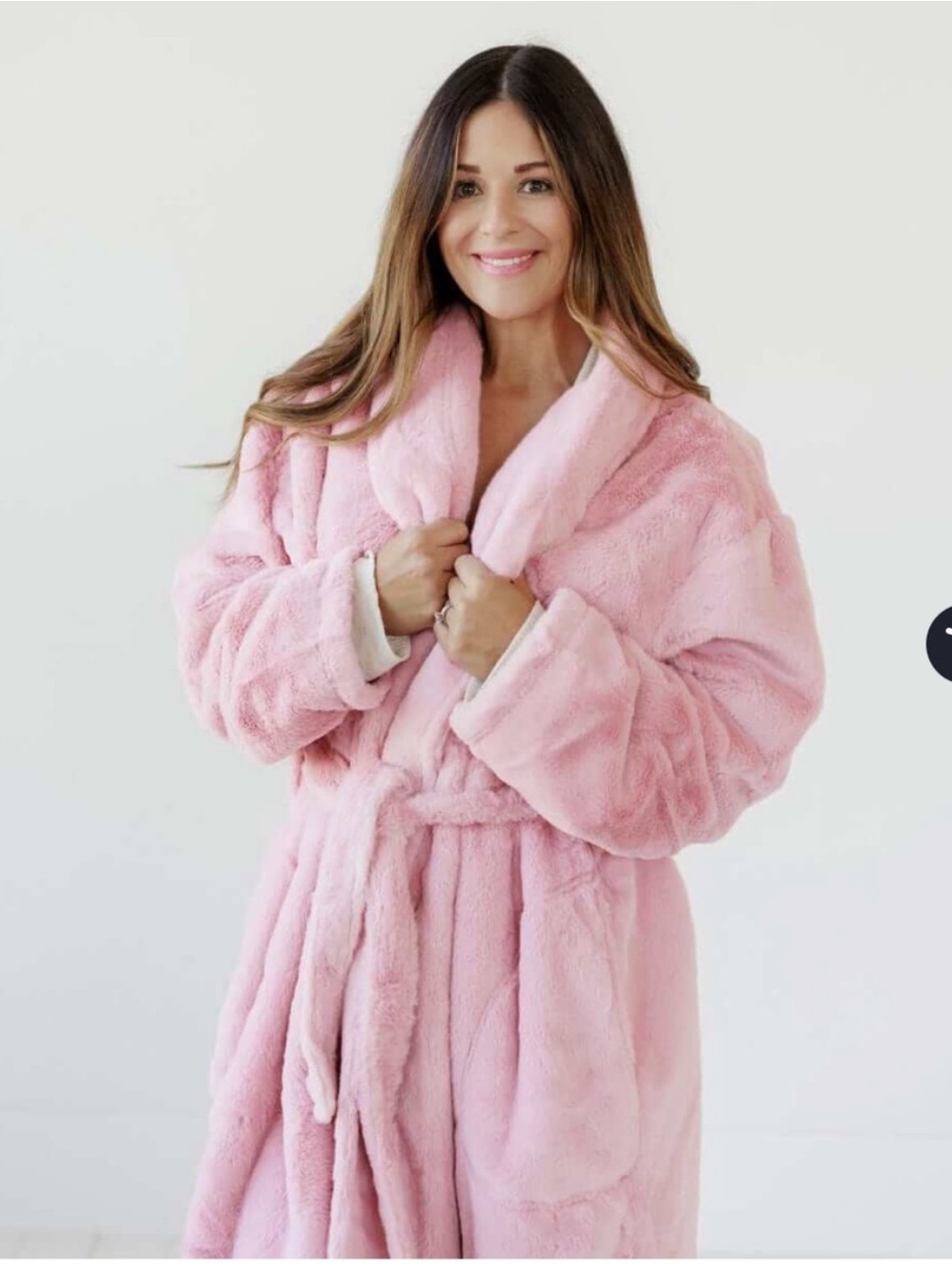 Minky Couture Plush Unisex Robe With Attached Belt Pink M/L Unisex